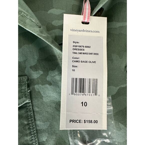 Vineyard Vines Margo Camo Shirt Dress size 10 - Picture 5 of 9